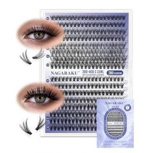NAGARAKU Cils Individuels Bouquet 30D 40D Mega DIY Cils Volume Set 280 Cluster éPais Et Moelleux Bande Mince Grappes de Naturel Cils Vaporeux Pour Débutants Noir 14 Rows Boîte XL (0,07mm C 9-15mm) (NAGA Beauty, neuf)