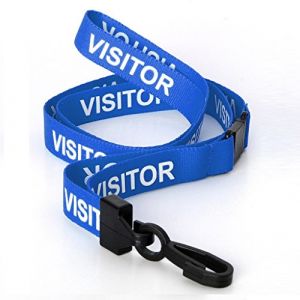CKB LTD® Lot de 10 Bleu Visit Courroie tour de cou avec Lanière à Clip Plastique en Rotatif pour Cou Cordons de Badge de Bureau Carte de Visite étiquette pour nom Porte-Badge D'identification (CKB_LTD, neuf)