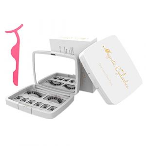 Generic Kit de Faux Cils Magnétiques, Réutilisables avec 5 Petites Grappes et Pinces, Doux 5D, Comprend 2 Cils Artificiels, 1 Miroir, 1 Boîte, pour Couleur Noire (Comme montré) (Guariwen, neuf)