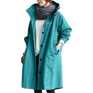 Trenchs pour Femmes Manteau Imperm&eacute;able Pluie Longs Poncho de Pluie Cape de Pluie Anti-Pluie Coupe-Vent Respirant Grande Taille Imperm&eacute;able a Capuche avec Poche Manteau de Pluie (Anglekie, neuf)