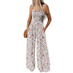 Dokotoo Combinaison d'&Eacute;t&eacute; sans Manche pour Femme Pantalon Salopette Motif Floral avec Poches Combishort Chic et &Eacute;l&eacute;gant, rose clair, S (DOKOTOO-EU, neuf)