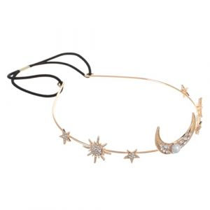 FOMIYES Serre T&ecirc;te Perle G&eacute;om&eacute;trique Bandeau Lune Et &Eacute;toile Accessoire Cheveux &Eacute;lastique Pour Femme Coiffure F&ecirc;te Halloween (Family&Personal, neuf)