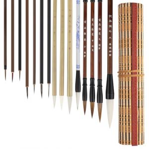 Linkstyle Lot de 15 Pinceaux Calligraphie Chinoise, Tailles Mixtes Pinceau Japonais Sumi &eacute;Criture Pinceaux Dessin pour D&eacute;Butants (Wowparts-EU, neuf)