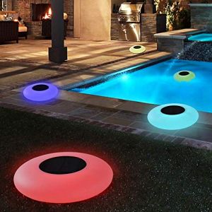 homdat Lumière Piscine Flottante Solaire, Lumiere Piscine Hors Sol avec Télécommande, 4 RGB Mode, 16 Couleur, IPX68 Étanche Lampe Flottante pour Piscines, Baignoire, Spa, Étang Jardin Déco (ZhuHuaWei1111, neuf)