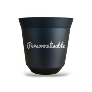 France Design Tasse Personnalisable Expresso en Inox &ndash; Secret Santa - Gravure Laser avec Pr&eacute;nom, Logo ou Texte &ndash; Cadeau de Noel ou d'anniversaire unique et original (Bleu fonc&eacute;e, 160ml) (France Design, neuf)