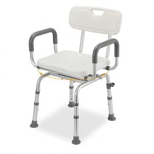 Ansobea Tabouret de Douche, Siege de Douche Antidérapant, Hauteur Réglable Chaise de Douche, Pivotant à 360°, Siège de Bain avec Dossier et Accoudoirs,pour Personnes âgées et handicapées (WHITEHH, neuf)