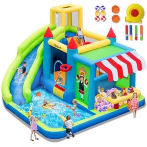 FBSPORT château Gonflable Enfant avec souffleur Aire de Jeux Gonflable Adulte Grand château Gonflable Piscine Meilleur Cadeau de Vacances/d'anniversaire pour Les Enfants 424 ×388 ×238 CM (Yoyikty, neuf)