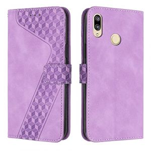 OKZone Coque pour Huawei Y7 2019/Y7 Prime 2019, Etui Protection Housse Premium en Cuir PU Portefeuille Étui Téléphone [Fermoir Magnétique] [Fentes pour Cartes] Flip Case（Pourpre (OKZone EU Store, neuf)