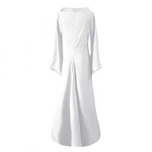 Beokeuioe Robe m&eacute;di&eacute;vale victorienne reine du Moyen &Acirc;ge robe renaissance avec manches trompettes costume de f&ecirc;te longue robe vintage r&eacute;tro costume cosplay robe m&eacute;di&eacute;vale, Blanc., S (Rigyehko, neuf)