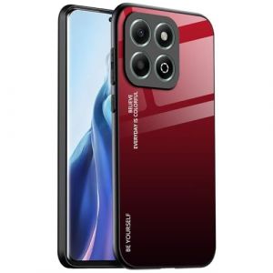 EASSGU Coque Adapt&eacute; pour Honor 200 Smart/Honor X7C (6.8" inches), Coque Arri&egrave;re en Verre D&eacute;grad&eacute; Anti-Chute et Anti-Rayures &Eacute;tui de T&eacute;l&eacute;phone Portable - Rouge Noir (EASSGU, neuf)