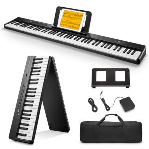 Donner DP-10 clavier de piano portable 88 touches pour débutant, clavier de piano pliable Bluetooth avec pédale, sac de piano, noir (DonnerMusic, neuf)