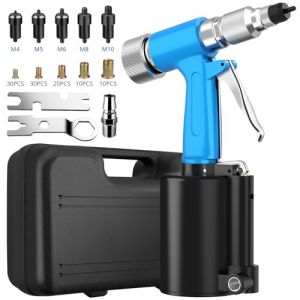AUTOUTLET Riveteuse Pneumatique Robuste Pistolet à Rivets Ensemble avec 100 Écrous et 5 Mandrins Métriques pour Panneaux de Carrosserie, Fixations de Vélo, Meubles et Décorations (ZIXING TECHNOLOGY LIMITED, neuf)