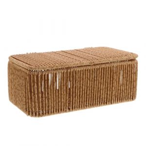 VILLCASE Panier de Rangement en Rotin Tress&eacute; avec Couvercle Petit Panier Rectangulaire Japonerie &agrave; 2 Compartiments Bo&icirc;te Anti-Poussi&egrave;re pour Maquillage et Accessoires Organisateur de (Farrar Fae, neuf)