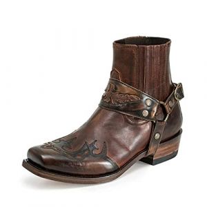 GATURA Bottines Vintage pour Hommes Style Steampunk Round Head Rough Heel Shorts Similicuir PU Cuir Western Cowboy Boots Outdoor Casual Bottes de Sport, 38-48,Jaune,42 (Haoxinkjshop, neuf)