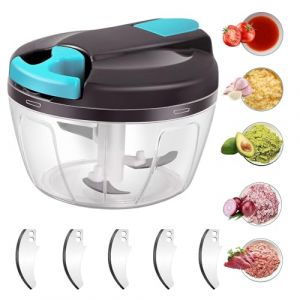 Domkan 520ml Hachoir Manuel , Hachoir Oignon Avec 3 Lames En Acier Inoxydable, Coupe Oignon Manuel avec Acier Inoxydable 3 Lames, Mixeur Manuel Coupe Ail pour L&eacute;gumes, Viande, Oignon, d'ail, (vert) (FOREST CAPPE S.R.L., neuf)