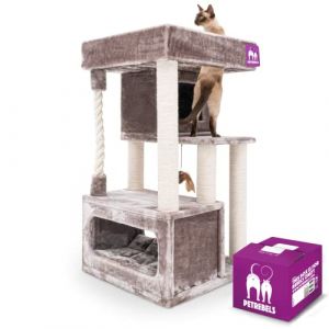 Petrebels Arbre à Chat Lodge 107 cm, Couleur Cappuccino, Extrêmement Stable Design Arbre à Chat (Petrebels, neuf)