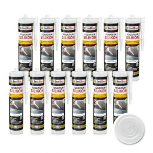 Isolbau Lot de 12 cartouches de silicone pour aquarium - 300 ml - Transparent - Élastique et durable - Pour aquarium et construction en verre - Pour intérieur et extérieur (isolbau, neuf)