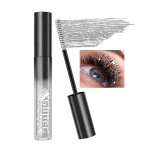 Mascara à Paillettes Argent, Diamant Pailleté Longue Durée Waterproof, Diamond Mascara Couleur Volume et Longueur, Anti-bavure, Maquillage Cadeau pour Femme Yeux pour Noël Anniversaire - 01 (Lestpola Ltd, neuf)