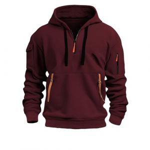 Sweat &agrave; Capuche Homme Pull Hiver Zipp&eacute;, Sweatshirt &agrave; Capuche Homme Chaud et Confortable, Sportswear et Veste de Travail D&eacute;contract&eacute;e, Coupe Classique,Rouge,3XL (YLGWAP, neuf)
