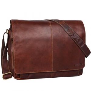 STILORD 'Alex' Sac Messager en Cuir Unisexe Sac &agrave; Bandouli&egrave;re Vintage Besace Sacoche pour Ordinateur Portable de 15,6 Pouces, Couleur:Cognac - Marron fonc&eacute; (STILORD Cuir, neuf)
