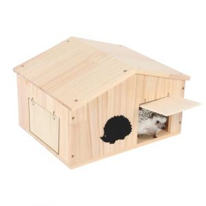 GHIBFBT Maison en bois pour h&eacute;risson avec rabat de protection pour souris, abri pour h&eacute;risson avec toit &agrave; pente r&eacute;sistant aux intemp&eacute;ries, grand abri pour h&eacute;risson pour l'ext&eacute;rieur, jardin (applesaucel, neuf)