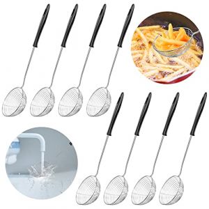 Ticeed 8PCS Passoire à Fondue, Ecumoire Inox avec Poignée Longue, Passoire Fondue Chinoise pour Soupe Fondue chinoise Thé au Lait Perlé (Diamètre : 7.8 cm, Longueur: 28.5 cm) (KEOZJE ZBPOE LTD, neuf)