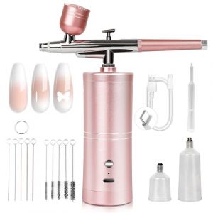 SAVILAND Kit Airbrush Stable: Airbrush Précision 25 PSI pour Ongles, Pistolet Airbrush Rechargeable à Double Mode, Pistolet Portable pour Gel, Effets Ombré et French Design (SavilandPlus, neuf)