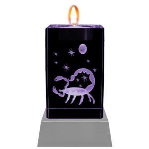 Kaltner Präsente Lumière d'ambiance - Un cadeau très spécial : bougie LED/bloc de verre en cristal/gravure laser 3D photophore horoscope signe du zodiaque scorpion/astrologie (Kaltner Präsente, neuf)