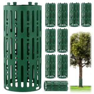 QWORK® 10 Pièces Protections Tronc Arbre, Protection de Tronc Arbre Plastique avec Crochets de Verrouillage, Protection Arbre Résistante aux Intempéries (shavinglikes, neuf)