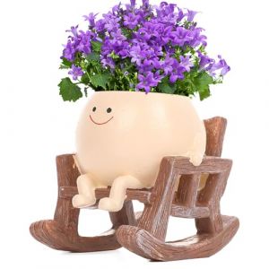 Sertay Pot Fleurs Visage Mignon, Panier Suspendu Extérieur, Swing Pot Fleurs Visage, Pot Suspendu Résine, pour Intérieur ou Extérieur, Balcon, Jardin (Ljjfsak, neuf)