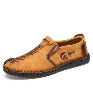 Hommes Chaussures Cuir Mocassins Casual Bateau Conduite Marche Oxford Sandales(Jaune,43 EU,26.5CM du Talon aux Orteils (Asifn, neuf)