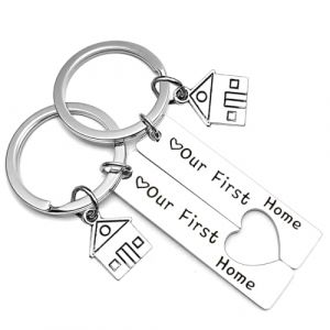 LQUYTA 2Pcs Porte Clef, Cadeaux de Pendaison de Crémaillère, Cadeau de Pendaison de Crémaillère, la Maison Porte-clés Amour Couple,Cadeau Amour de Pendaison de Crémaillère (CCtunCanton OÜ, neuf)