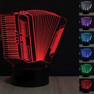 Illusion 3D Accord&eacute;on LED Lampe Art D&eacute;co Lampe Lumi&egrave;res LED D&eacute;coration Lampes Touch Control 7 Couleurs Change Veilleuse USB Powered Enfants Cadeau Anniversaire No&euml;l Cadeaux (HPBN8-Ltd, neuf)