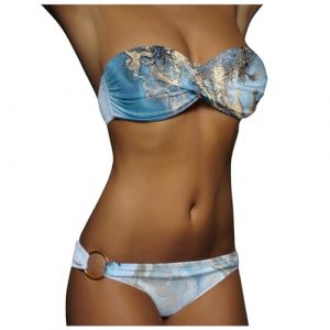 Maillot de bain sexy deux pièces avec bretelles amovibles et anneau en métal pour femme Maillot de bain push up bandeau torsadé pour femme Bikini Sexy Maillot De Bain (kWEX, neuf)