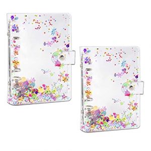 Lot de 2 couvertures de classeur, classeur &agrave; anneaux en PVC souple transparent &agrave; 6 trous avec paillettes scintillantes &eacute;tanche pour cahier &agrave; feuilles mobiles (A5/A6) (Vogueing Tool, neuf)