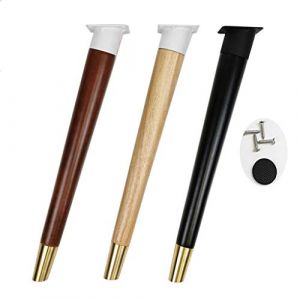 Furniture legs Pieds de Meubles en Bois,Table &agrave; Manger Moderne/Bar/Table Basse/Chaise/Pied de Soutien du Cabinet, avec Couvre-Pieds en Laiton, 42cm / 60cm / 73cm,(Lot de 4) (Refuel Z Y DIAN, neuf)