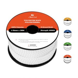 Abma Cord Corde Tresse Polyester 6mm x 30m Bobine - Blanc (Abma Cord EU, neuf)