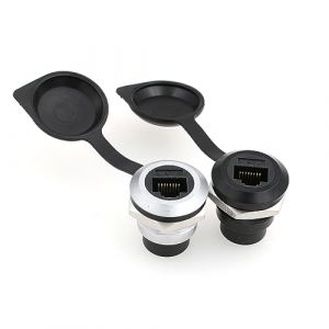 SZRMCC Connecteur RJ45 à montage sur panneau RJ45 CAT6/CAT5E/CAT5 femelle vers femelle étanche adaptateur d'extension réseau Ethernet LAN (noir + argent) (SZRMCC, neuf)