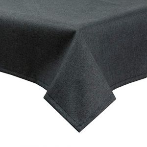 5502 - Nappe de table - Aspect lin - Avec protection anti-taches - Graphite - Pour le jardin - Lavable - Carré 120 x 120 cm (ladens.store, neuf)