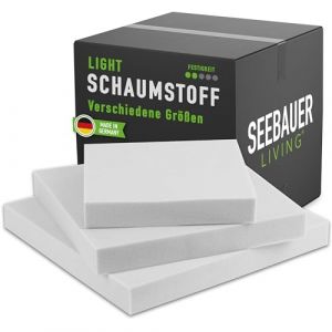 SEEBAUER living Matelas de Mousse Light RG 26/40 (Semi Ferme) Coussin de Chaise et Canapé (50 x 40 x 6 cm) (SEEBAUER diy®, neuf)
