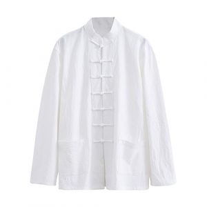 Veste Kung Fu Loose, Tai Chi Uniforme Hommes Chinoise Kung Fu V&ecirc;tements Coton Linge de Linge V&ecirc;tements Chun, Manches Longues Tang Costume Hanfu Veste Hanfu Couteau D White-8XL (攀枝花周彬商贸有限公司, neuf)