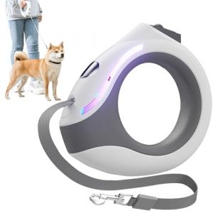 Laisse r&eacute;tractable mains libres pour chien avec lampe de poche &ndash; Poign&eacute;e ronde de 299,7 cm, verrouillage, lumi&egrave;re respirante (PULSEPPLDE, neuf)