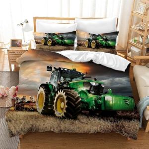 CXYXHW Housse de Couette Tracteur,3D Motif Tracteur Parure de Lit 3 Pi&egrave;ces,Motif tracteurs pour Enfant gar&ccedil;on Housse de Couette en avec 2 taies d'oreiller(Tracteur 1, 135 x 200 cm) (HYLin, neuf)