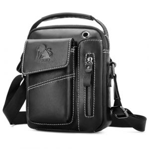 BAIGIO Sacoche Homme Cuir Sacoche Bandouliere Homme Vintage Cartable Sac de Messager Pochette Sac à Bandoulière Sacs Portés Épaule Sacs à Main pour Affaires Travail Voyage Vie Quotidienne (DGMCZ, neuf)