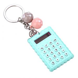Mini Calculatrice Portable avec Porte-cl&eacute;s, Calculatrice de Porte-cl&eacute;s Style Biscuits Mignons &agrave; la Mode, Calculatrice de Poche Couleur Bonbon, Calculatrice de Poche &agrave; Affichage &agrave; (Vert) (Zhaojou, neuf)