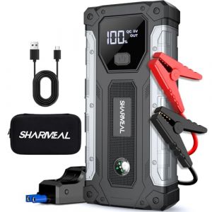 Sharmeal Booster Batterie Voiture 6000A, D&eacute;marreur Batterie Voiture Portable(Tout Essence ou 10L Diesel), 12V Jump Starter, Pinces de S&ucirc;ret&eacute; Intelligentes, Grand &Eacute;cran LCD, 400 Lumi&egrave;re LED 3 Modes (S-XM, neuf)