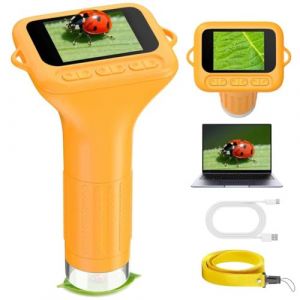 Microscope Portable pour Enfants 1000X: Microscopes USB de Poche &eacute;cran IPS 2,0" Lumi&egrave;res LED - Mini Microscope Ext&eacute;rieur &agrave; Partir de 3 &agrave; 12 Ans (HUACHUANGSJD, neuf)