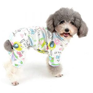 Zunea Combinaison Pyjama pour Petit Chien Adorable Salopette Donut Banane Souris Canard Football Motif Canard Vêtements Unisexe Quatre Jambes Coton Pjs Vêtements de Couchage pour Animaux Chats Chiots (Qingqiuk, neuf)