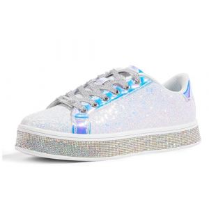 LUCKY STEP Baskets Mode &agrave; Plateforme pour Femme Confortables Semelle &Eacute;paisse pour la Marche et Le Tennis (Blanc, 8US-38EU-5UK) (KIP WOK, neuf)