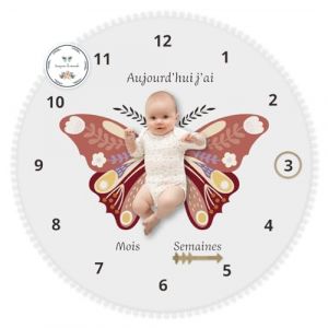 Mybabyoli Couverture Etape B&eacute;b&eacute; en Fran&ccedil;ais- Tapis Photo Bebe Rond 12 Mois Fille, Gar&ccedil;on- Unisexe Papillon Tapis Bebe Mois- Cadeau Naissance Baby-Shower Future Maman+ Carte Bois Personnalis&eacute;. (Rose) (MyBaByOli, neuf)